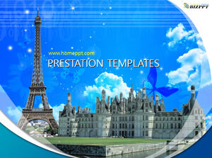 Tempat-tempat menarik dan tempat-tempat wisata Perancis template ppt pengenalan