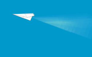 Video PPT dinámico de efecto transparente de avión de papel