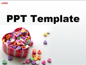 다채로운 하트 모양의 사탕 조각 발렌타인 데이 테마 PPT 템플릿의 전체 상자