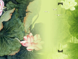 연꽃 잎 연꽃 연못 시리즈 중국 스타일 ppt 템플릿