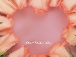 Heart-shaped ppt template made of roses