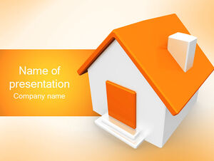 Pomarańczowy szablon 3D trójwymiarowy mały dom ppt