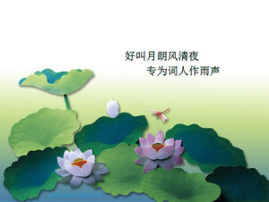 Ważka Lotus Staw - Chiński styl szablon ppt
