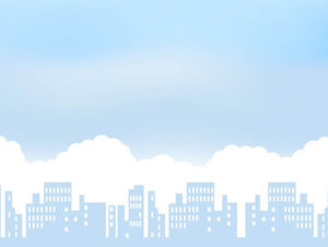 Modelo de ppt de edifícios de cidade vetorial elegante azul