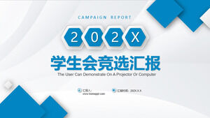 Blue micro three-dimensional student union election report ppt template