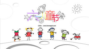 Simple hand-painted wind 61 Children's Day ppt template