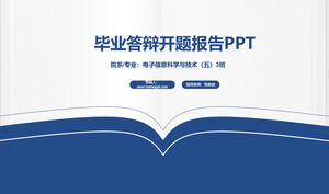 Buka buku akademik biru sederhana dan praktis jawaban kelulusan template ppt pembukaan laporan