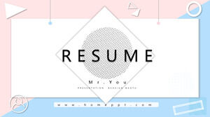 Template PPT resume pribadi pink biru segar