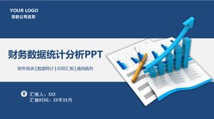 เทมเพลต PPT รายงานการทำงานทางการเงินอย่างง่ายของแผนภูมิสีน้ำเงิน