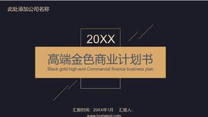 Modèle PPT de plan d'affaires en or noir haut de gamme