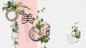 Beautiful flowers literary and fresh PPT template