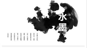 Basit ve zarif mürekkep Çin tarzı PPT şablonu