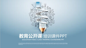 Template PPT courseware pengajaran pensil kreatif