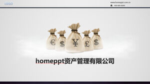 Currency symbol money bag background PPT template