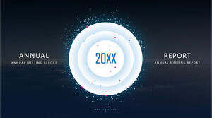 Exquisite dark blue particle technology wind PPT template