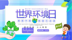 Templat PPT pertemuan kelas tema Hari Lingkungan Sedunia