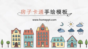Modello PPT dipinto a mano simpatico cartone animato casa di città