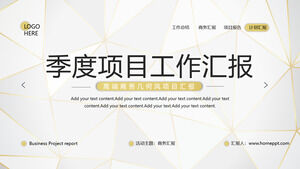 Golden stroke poligon latar belakang proyek triwulanan laporan kerja template PPT unduh gratis