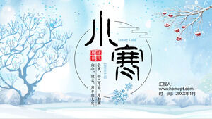 Descarga gratuita de la plantilla PPT de introducción al término solar Xiaohan de viento de ilustración azul