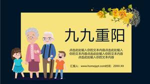 Cartoon alter Mann und Kinder Hintergrund Jiujiu Chongyang PPT-Vorlage