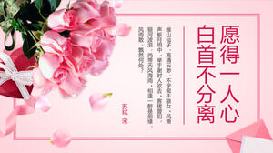 Template PPT Hari Valentine Tanabata dengan latar belakang mawar