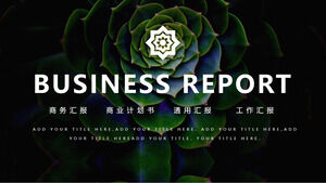 Business report PPT template with green succulent background