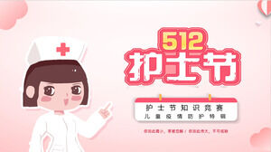 Quiz-Wettbewerb PPT-Vorlage für den Tag der rosa Cartoon-Krankenschwester