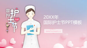 Plantilla PPT del Día Internacional de la Enfermera con fondo de enfermera de dibujos animados