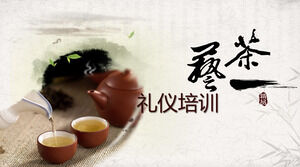 Classical tea art etiquette knowledge training PPT template