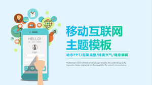 PPT-Vorlage für mobiles Internetthema mit Mobiltelefon und APP-Hintergrund