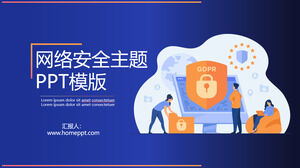 Template PPT tema keamanan jaringan datar oranye biru