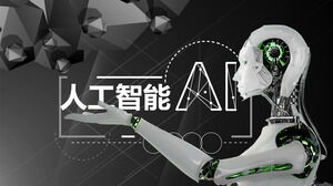 Modelo de PPT de inteligência artificial AI com futuro robô