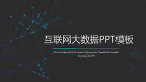 Plantilla PPT de tema de big data de Internet decorada con puntos azules y líneas sobre fondo negro