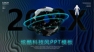 PPT-Vorlage für coole Weltraumplaneten-Hintergrundtechnologie kostenloser Download