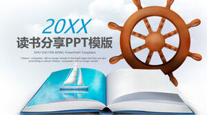 Books and sailing rudder background reading sharing meeting PPT template