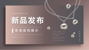 Template PPT konferensi peluncuran produk baru perhiasan elegan yang mewah