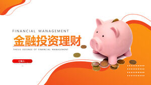 Template PPT investasi keuangan dan manajemen kekayaan dengan latar belakang celengan