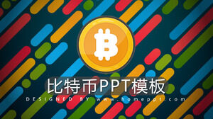 Template PPT tema Bitcoin dengan latar belakang garis miring
