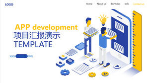 Yellow and blue flat APP development project report PPT template