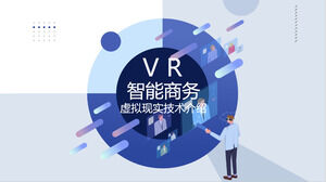 Modèle PPT de technologie de réalité virtuelle VR plat bleu