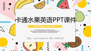 Cartoon fruit background English class PPT courseware template
