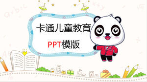 Children's education PPT template with cute cartoon panda background