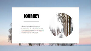 เทมเพลต PPT อัลบั้มภาพการเดินทางพื้นหลังหิมะฤดูหนาวที่สวยงาม