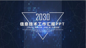 Template PPT laporan kerja teknologi informasi digital virtual biru