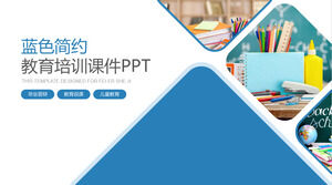 Modello PPT di formazione scolastica semplice blu