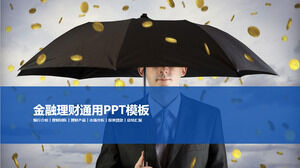 Złoty parasol do planowania finansowego szablon PPT