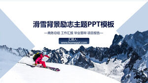 Inspirujący szablon motywu PPT dla narciarstwa w tle