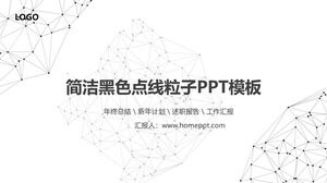 Template PPT bisnis teknologi dengan latar belakang partikel bertitik hitam