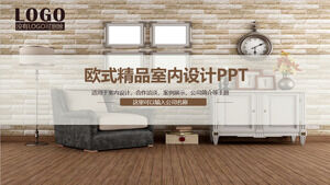 Desain interior perusahaan dekorasi Eropa menampilkan template PPT