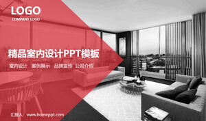 Plantilla PPT de exhibición de diseño de interiores rojo y negro